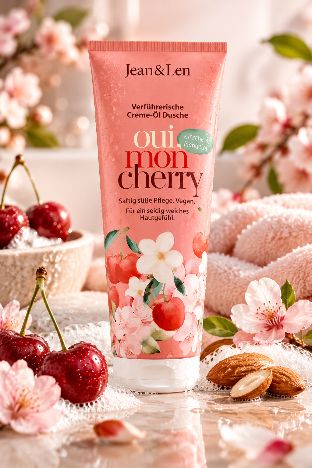 Jean & Len oui, mon Cherry – Creme-Öl Dusche mit Kirsche & Mandelblüte