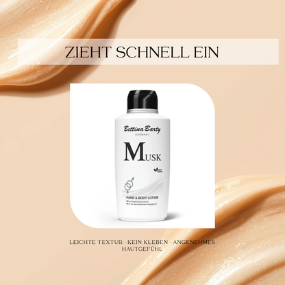 Bettina Barty MUSK Hand & Body Lotion 500 ml – Feuchtigkeitsspendende Bodylotion mit cremigem Duft – Für geschmeidige Haut – Dermatologisch getestet