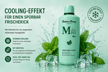Bettina Barty Fresh Mint Hand & Body Lotion 500 ml – Mit Cooling-Effekt für einen spürbaren Frischekick – Intensive Feuchtigkeitspflege – Dermatologisch bestätigt