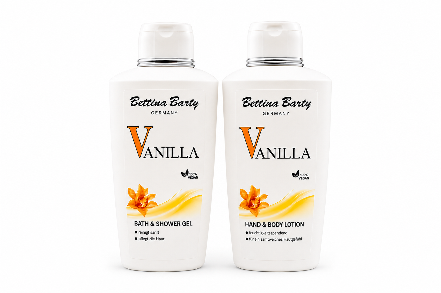 Bettina Barty Vanilla Duschwerk Pflege-Duo – Bath & Shower Gel & Hand & Body Lotion je 500 ml