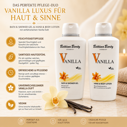 Bettina Barty Vanilla Duschwerk Pflege-Duo – Bath & Shower Gel & Hand & Body Lotion je 500 ml