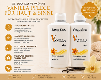 Bettina Barty Vanilla Duschwerk Pflege-Duo – Bath & Shower Gel & Hand & Body Lotion je 500 ml