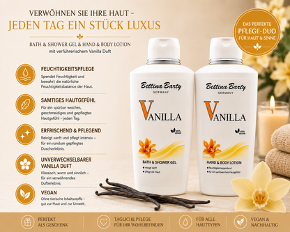 Bettina Barty Vanilla Duschwerk Pflege-Duo – Bath & Shower Gel & Hand & Body Lotion je 500 ml