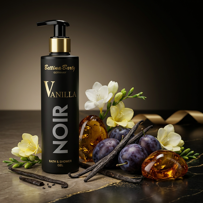 Bettina Barty Vanilla Noir Bath & Shower Gel 250 ml – Luxuriöses Duschgel mit Vanille, Amber & Kaschmirholz – Vegan & Mikroplastikfrei