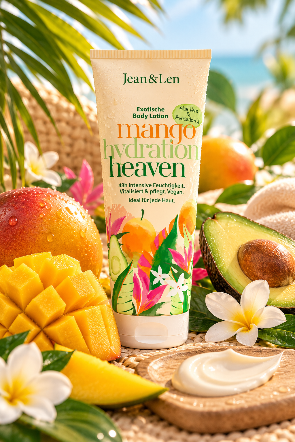 Jean&Len Exotische Body Lotion Mango Hydration Heaven – 48h Feuchtigkeit, vegan