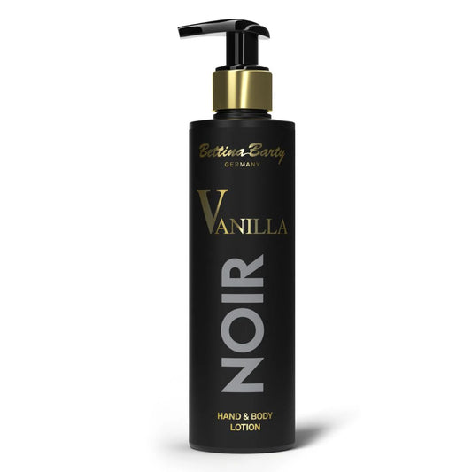 Bettina Barty Vanilla Noir Hand & Body Lotion 250 ml – Bodylotion mit Vanille, Amber, Kaschmirholz & Moschus – Intensive Feuchtigkeitspflege für trockene Haut – Vegan & Mikroplastikfrei